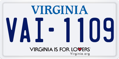 VA license plate VAI1109