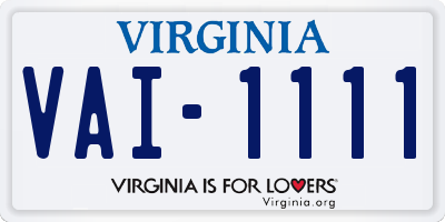 VA license plate VAI1111