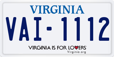 VA license plate VAI1112