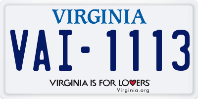 VA license plate VAI1113