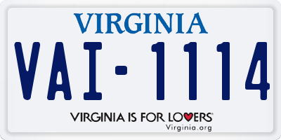 VA license plate VAI1114
