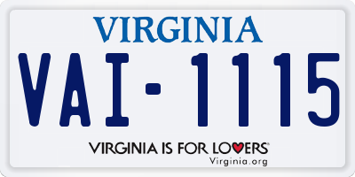 VA license plate VAI1115