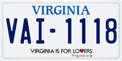 VA license plate VAI1118