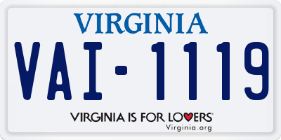 VA license plate VAI1119