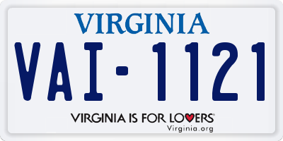 VA license plate VAI1121