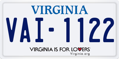 VA license plate VAI1122