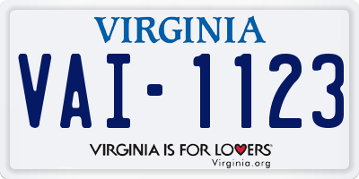 VA license plate VAI1123