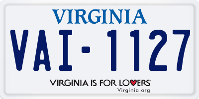 VA license plate VAI1127
