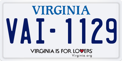 VA license plate VAI1129