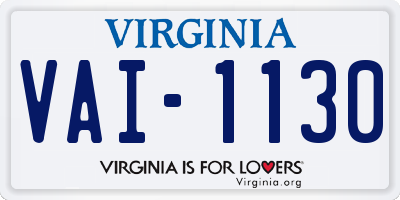 VA license plate VAI1130