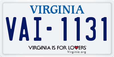 VA license plate VAI1131