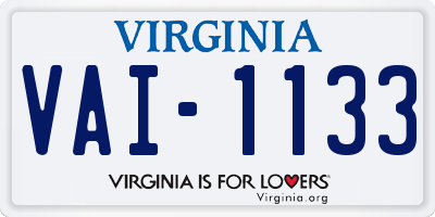 VA license plate VAI1133