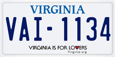 VA license plate VAI1134