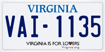 VA license plate VAI1135