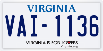 VA license plate VAI1136