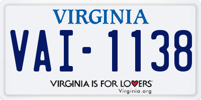 VA license plate VAI1138