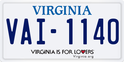 VA license plate VAI1140