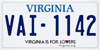 VA license plate VAI1142