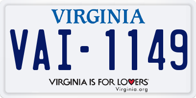 VA license plate VAI1149