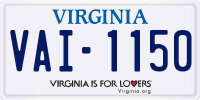 VA license plate VAI1150