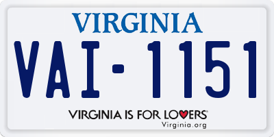 VA license plate VAI1151