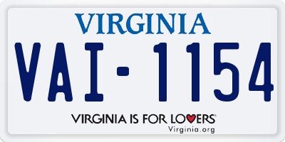 VA license plate VAI1154