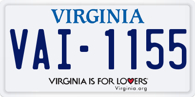 VA license plate VAI1155