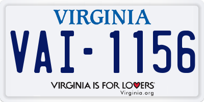 VA license plate VAI1156