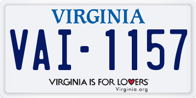 VA license plate VAI1157