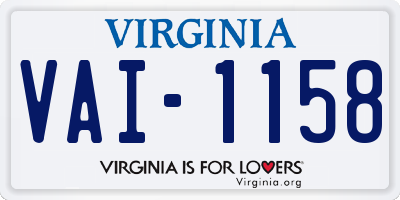 VA license plate VAI1158