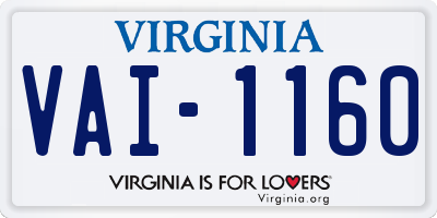 VA license plate VAI1160