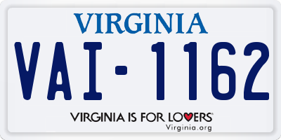 VA license plate VAI1162