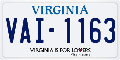 VA license plate VAI1163