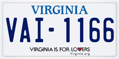 VA license plate VAI1166