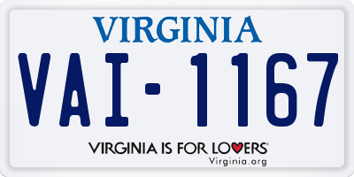 VA license plate VAI1167