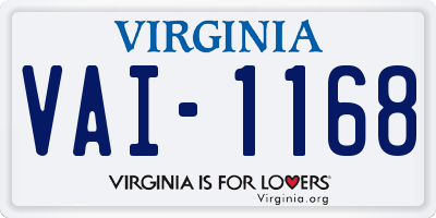 VA license plate VAI1168