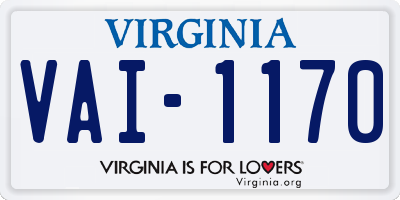 VA license plate VAI1170