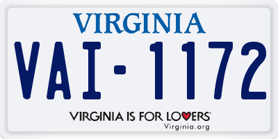 VA license plate VAI1172