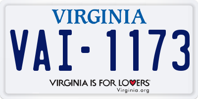 VA license plate VAI1173