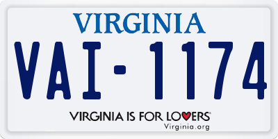 VA license plate VAI1174