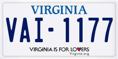 VA license plate VAI1177