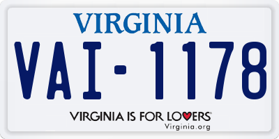 VA license plate VAI1178