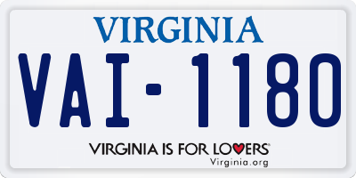 VA license plate VAI1180