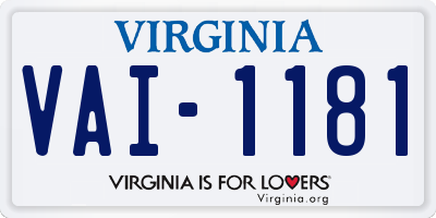 VA license plate VAI1181
