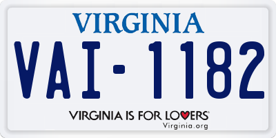 VA license plate VAI1182
