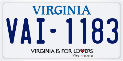 VA license plate VAI1183