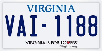 VA license plate VAI1188