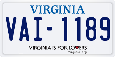 VA license plate VAI1189