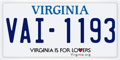 VA license plate VAI1193