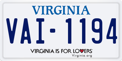 VA license plate VAI1194